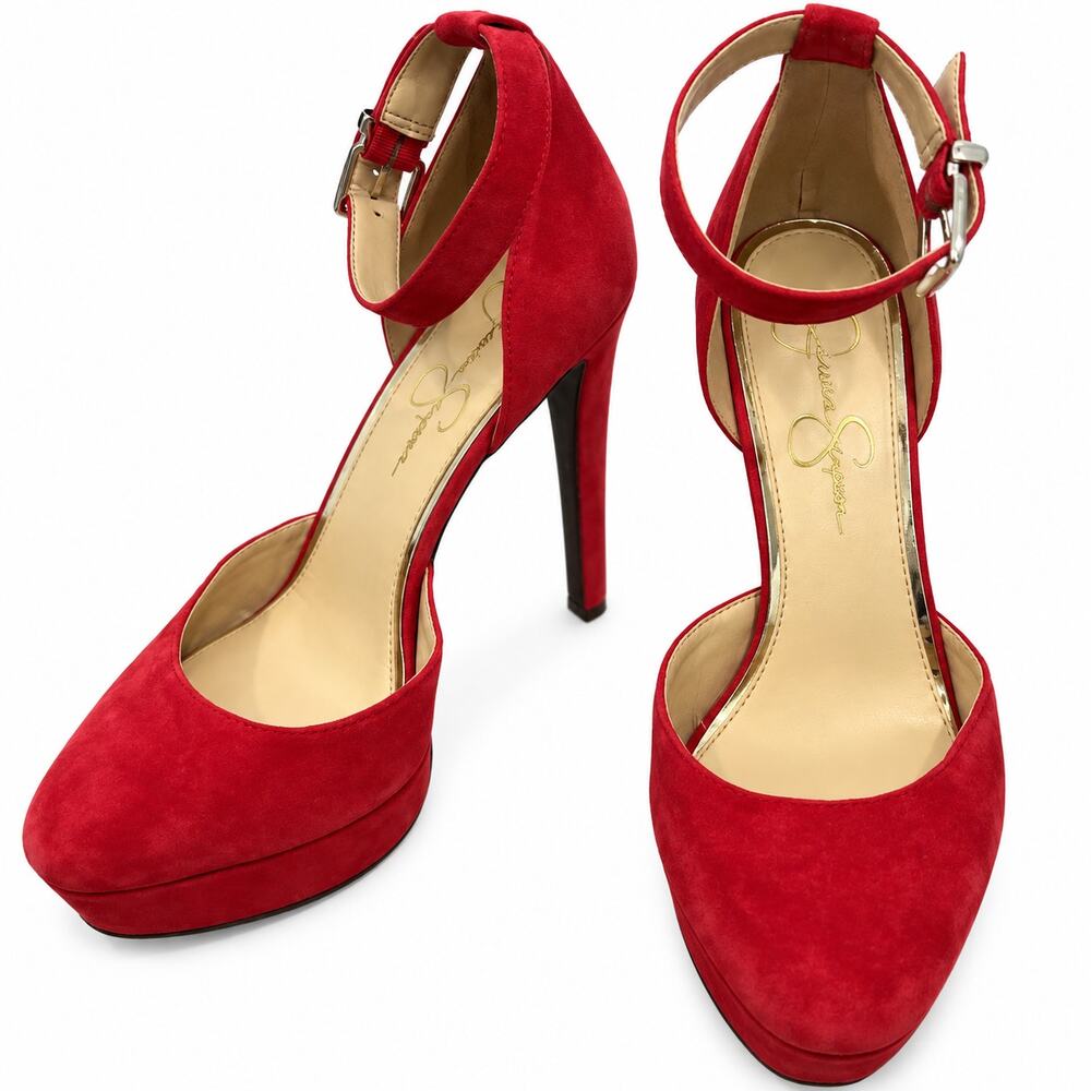 Jessica Simpson Athens Red Suede Platform Heels Women's 9 NWOB